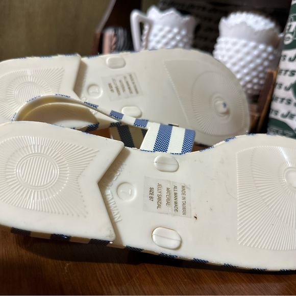 NWT Kate Spade Polly Sandals blue cream stripped Size 7 - Picture 8 of 11
